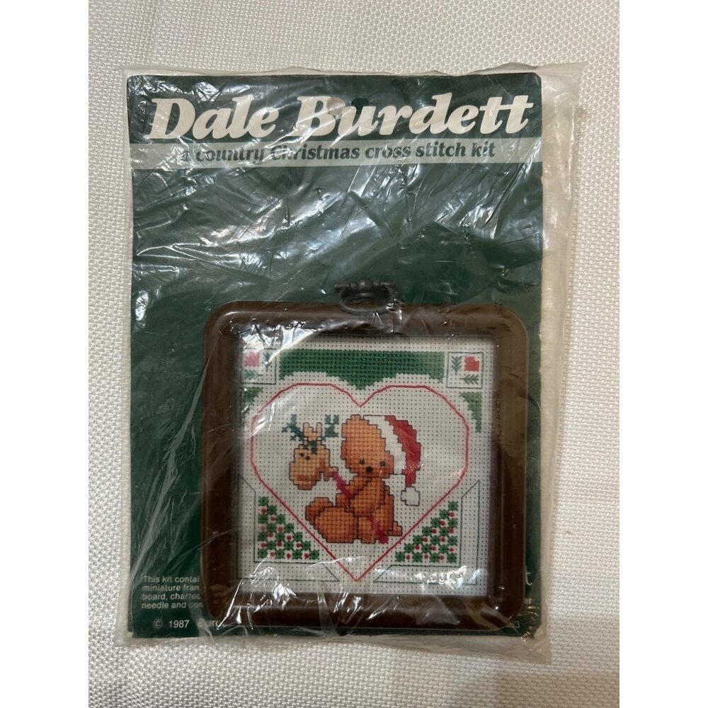Dale Burdett Christmas Cross Stitch Kit W/ Frame Hobby Stick Bear